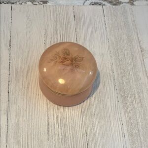 Vintage Pink Rose Alabaster Trinket Dish